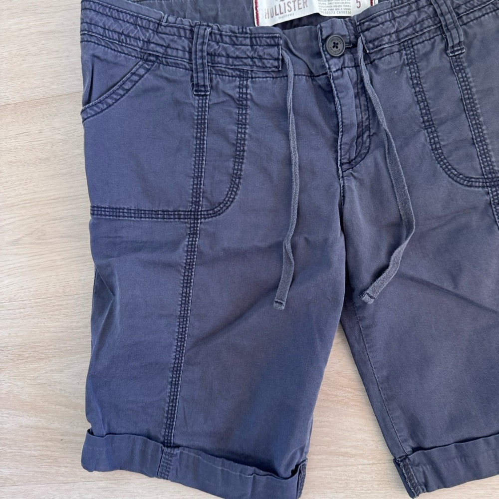 Hollister Vintage 2008 Cargo Shorts Blue Y2K Size 5 Women's Juniors Bermuda - Picture 5 of 10